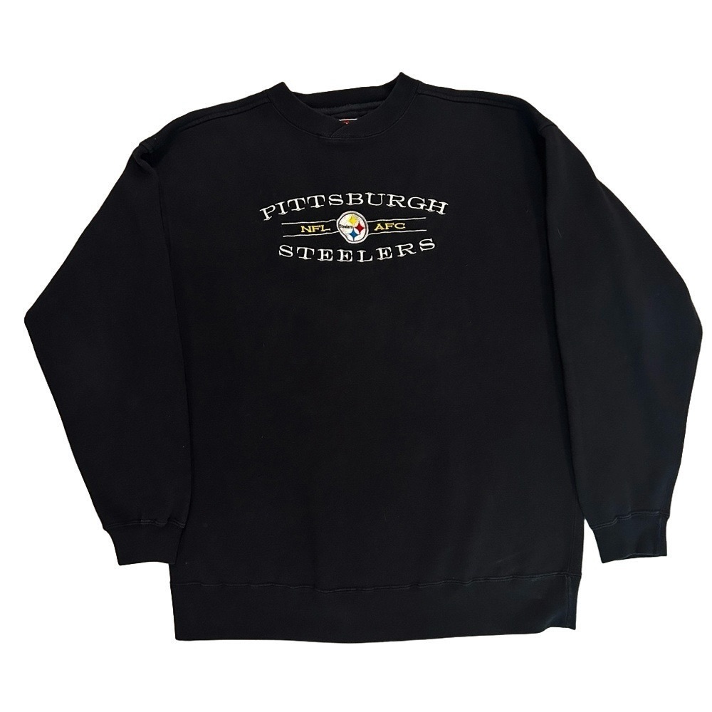 NFL Vintage Black Embroidered AFC Pittsburgh Steelers Crewneck Pullover Large - Picture 1 of 4